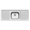 Clearwater Contract Inset Single Bowl Stainless Steel Sink with 1 Tap Hole & Double Drainer - 1310 x 510mm
