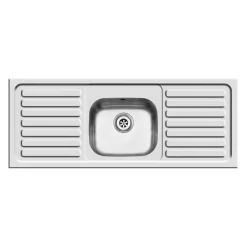 Clearwater Contract Inset Single Bowl Stainless Steel Sink with 2 Tap Holes & Double Drainer - 1310 x 510mm