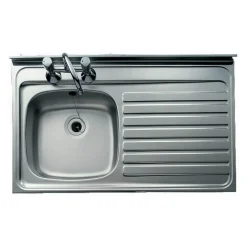 Clearwater Contract Lay-on Single Bowl Stainless Steel Sink with 2 Tap Holes & Roll Front - 1000 x 600mm