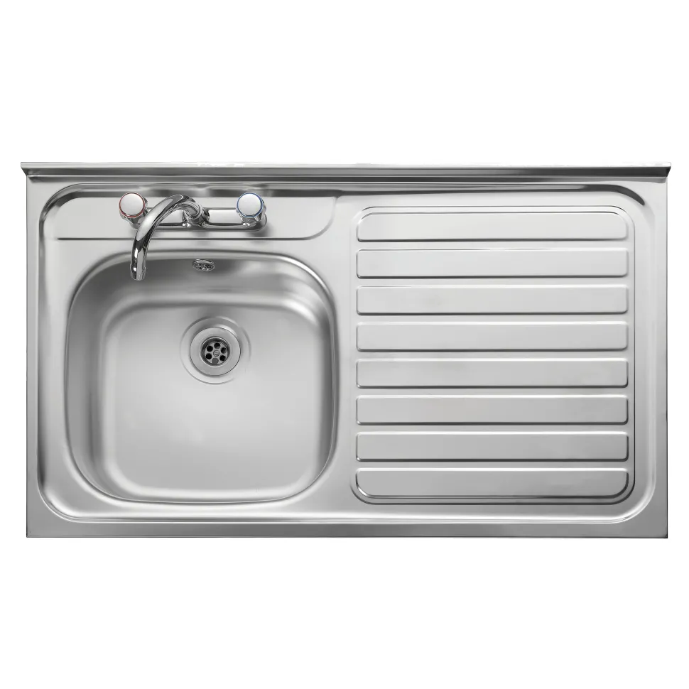 Clearwater Contract Lay-on Single Bowl Stainless Steel Sink with 2 Tap Holes & Square Front - 1000 x 600mm