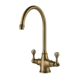 Clearwater Coriolis Traditional Twin Lever Mono Kitchen Mixer - Brushed Bronze