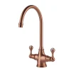 Clearwater Coriolis Traditional Twin Lever Mono Kitchen Mixer - Brushed Copper