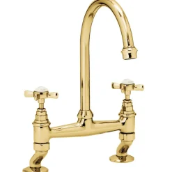 Clearwater Cottage Twin Crosshead Bridge Sink Mixer with Swivel Spout