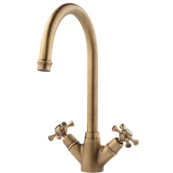 Clearwater Cottage Twin Crosshead Mono Sink Mixer with Swivel Spout