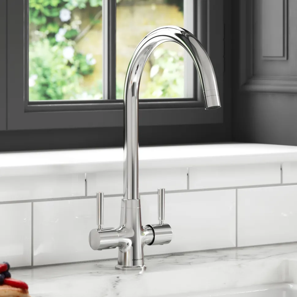 Clearwater Davina Twin Lever Mono Sink Mixer with Swivel Spout