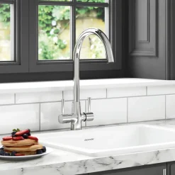 Clearwater Davina Twin Lever Mono Sink Mixer with Swivel Spout