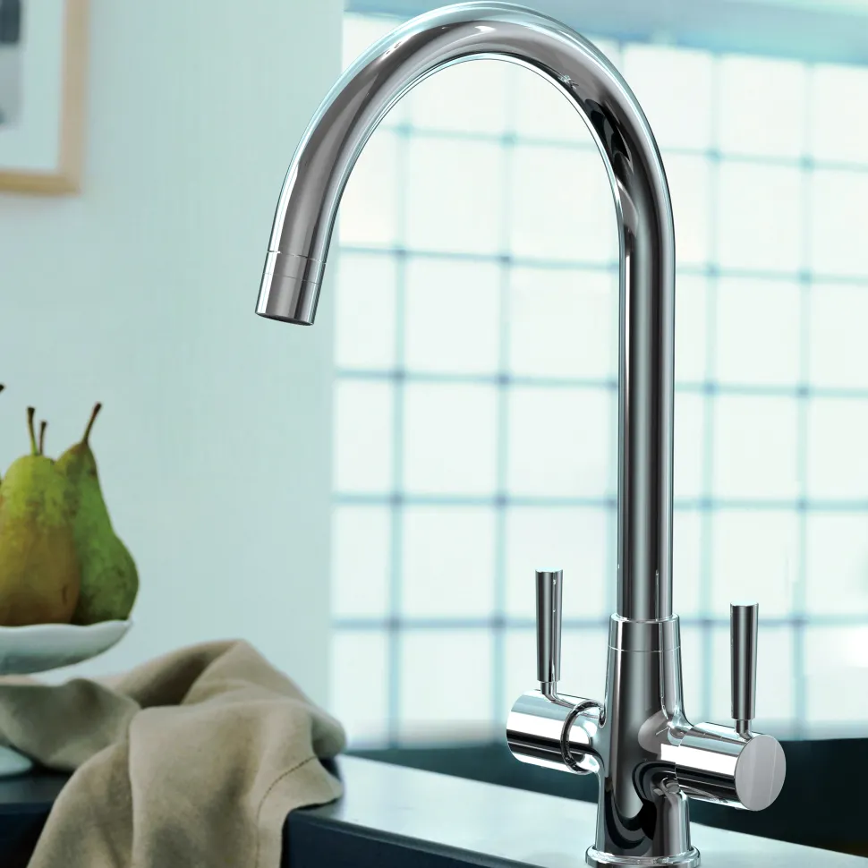 Clearwater Davina Twin Lever Mono Sink Mixer with Swivel Spout