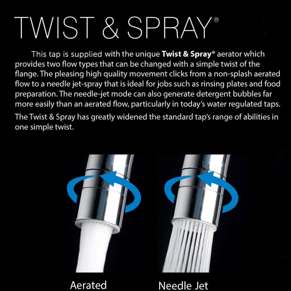 Clearwater Davina Twin Lever Mono Sink Mixer with Swivel Spout