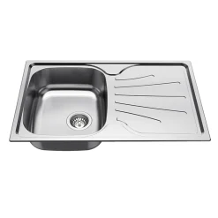 Clearwater Deep Blue Compact Single Bowl Brushed Stainless Steel sink & Waste with Reversible Drainer - 800 x 500mm