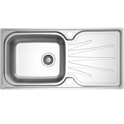 Clearwater Deep Blue Single Bowl Brushed Stainless Steel Sink & Waste with Reversible Drainer - 1000 x 500mm
