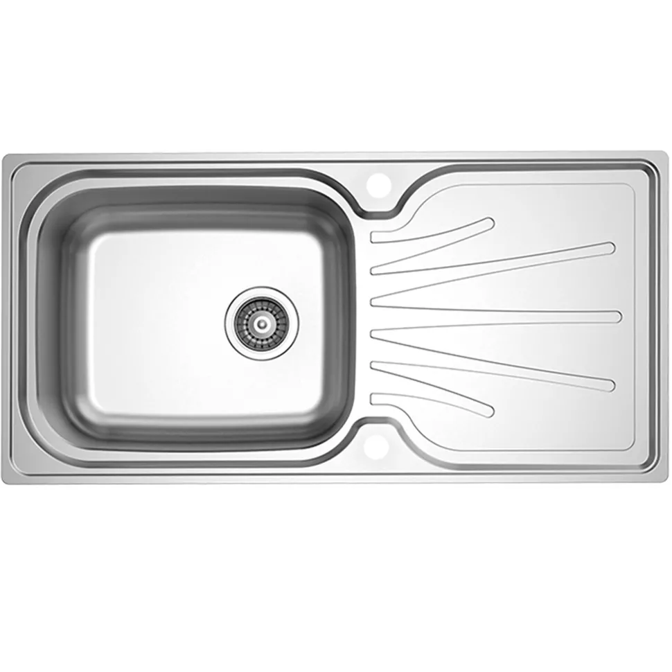 Clearwater Deep Blue Single Bowl Brushed Stainless Steel Sink & Waste with Reversible Drainer - 1000 x 500mm