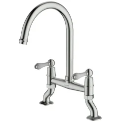 Clearwater Elegance Twin Lever Bridge Sink Mixer with Swivel Spout