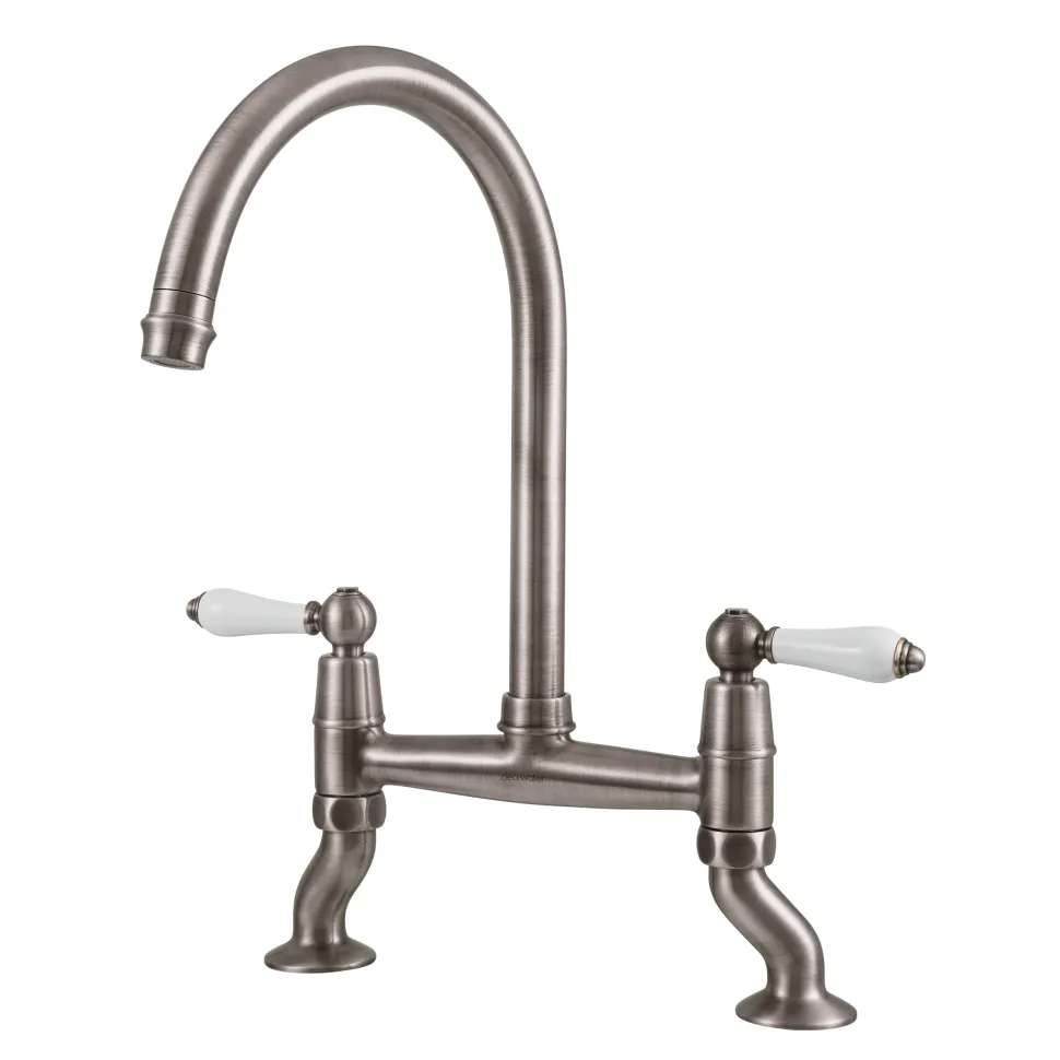 Clearwater Elegance Twin Lever Bridge Sink Mixer with Swivel Spout
