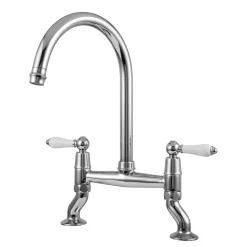 Clearwater Elegance Twin Lever Bridge Sink Mixer with Swivel Spout