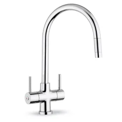 Clearwater Emporia Twin Lever Mono Sink Mixer with Swivel Spout & Pull Out Aerator
