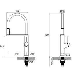 Clearwater Galex WRAS Approved Single Lever Mono Pull Out Spray Kitchen Mixer and Cold Filtered Water Tap with Ultrapure Filter Kit