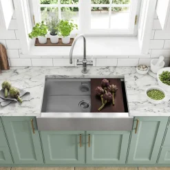 Clearwater Infinity Smart Butler Large Single Bowl Brushed Stainless Steel Kitchen Sink & Waste - 800 x 510mm