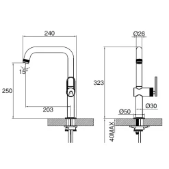 Clearwater Juno WRAS Approved Single Lever Industrial-Style Mono Kitchen Mixer Tap