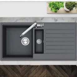 Clearwater Kameo Smart 1.5 Bowl Granite Composite Kitchen Sink - 1000 x 500mm