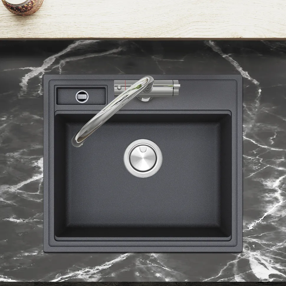 Clearwater Kameo-X Smart 1 Bowl Granite Composite Inset/Undermount Kitchen Sink & Waste Kit - 560 x 500mm