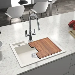 Clearwater Kameo-X Smart 1 Bowl Granite Composite Inset/Undermount Kitchen Sink & Waste Kit - 560 x 500mm