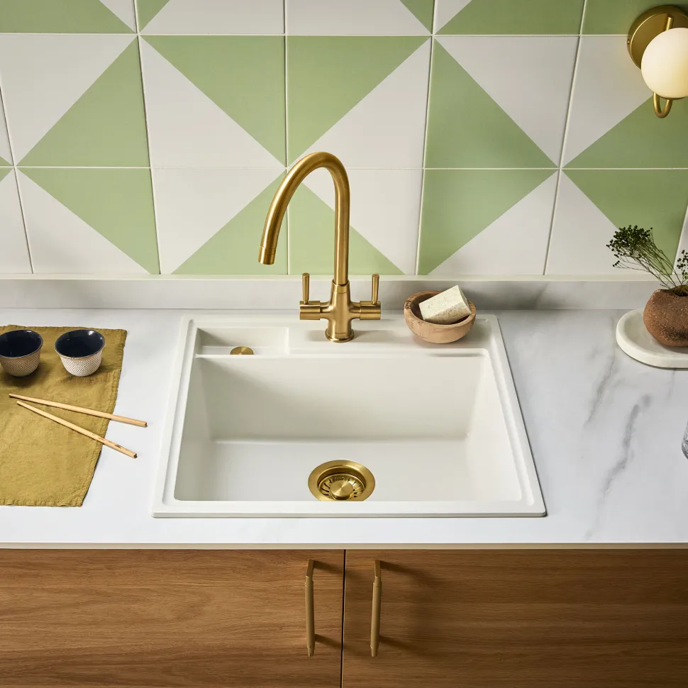 Clearwater Kameo-X Smart 1 Bowl Granite Composite Inset/Undermount Kitchen Sink & Waste Kit - 560 x 500mm