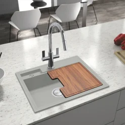 Clearwater Kameo-X Smart 1 Bowl Granite Composite Inset/Undermount Kitchen Sink & Waste Kit - 560 x 500mm