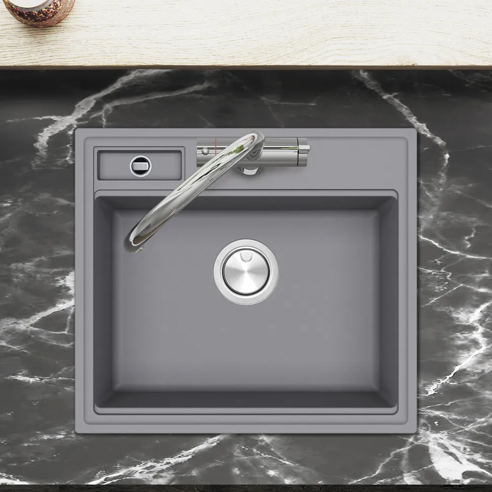 Clearwater Kameo-X Smart 1 Bowl Granite Composite Inset/Undermount Kitchen Sink & Waste Kit - 560 x 500mm