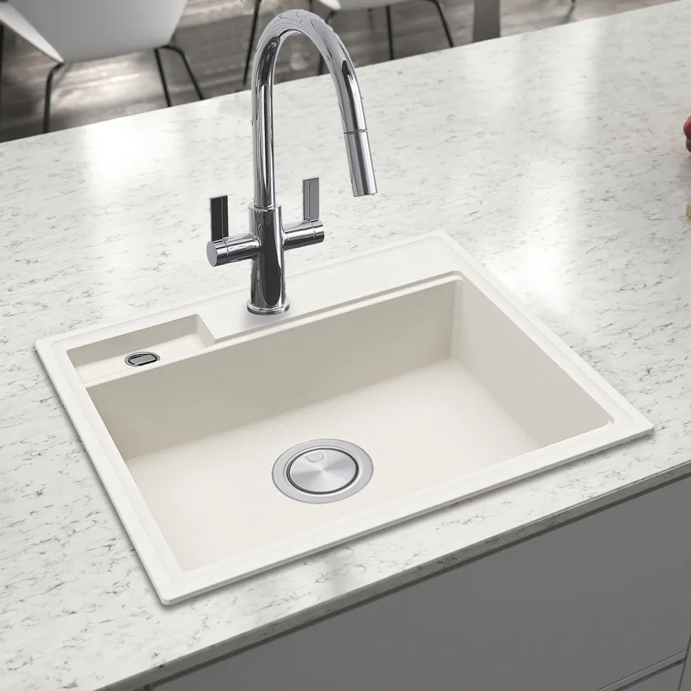 Clearwater Kameo-X Smart 1 Bowl Granite Composite Inset/Undermount Kitchen Sink & Waste Kit - 560 x 500mm