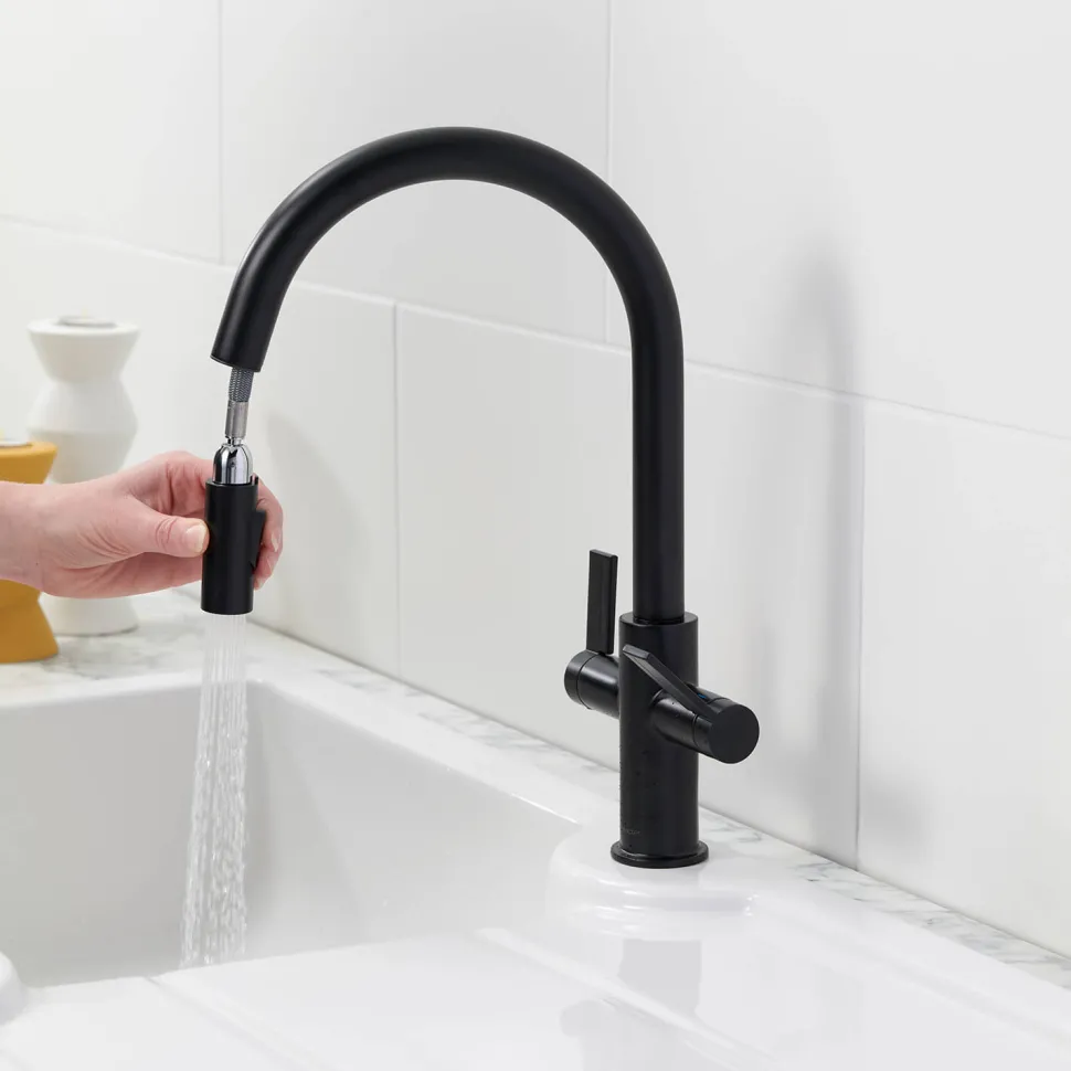 Clearwater Kira Twin Lever Mono Pull Out Spray Kitchen Mixer