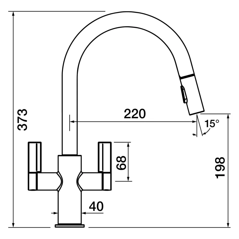 Clearwater Kira Twin Lever Mono Pull Out Spray Kitchen Mixer
