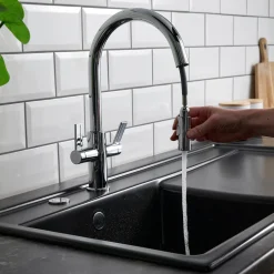 Clearwater Kira Twin Lever Mono Pull Out Spray Kitchen Mixer
