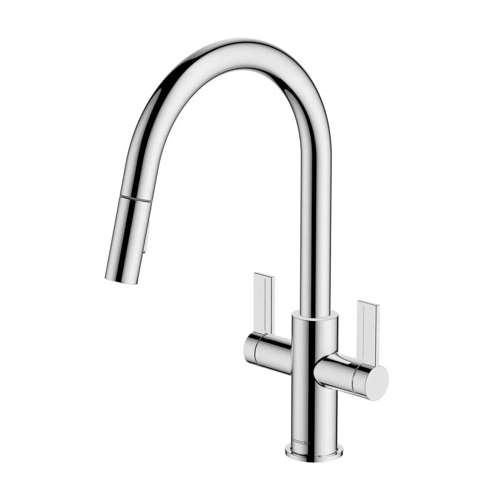 Clearwater Kira Twin Lever Mono Pull Out Spray Kitchen Mixer