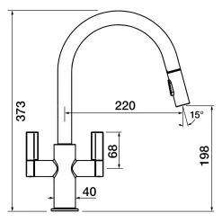 Clearwater Kira Twin Lever Mono Pull Out Spray Kitchen Mixer
