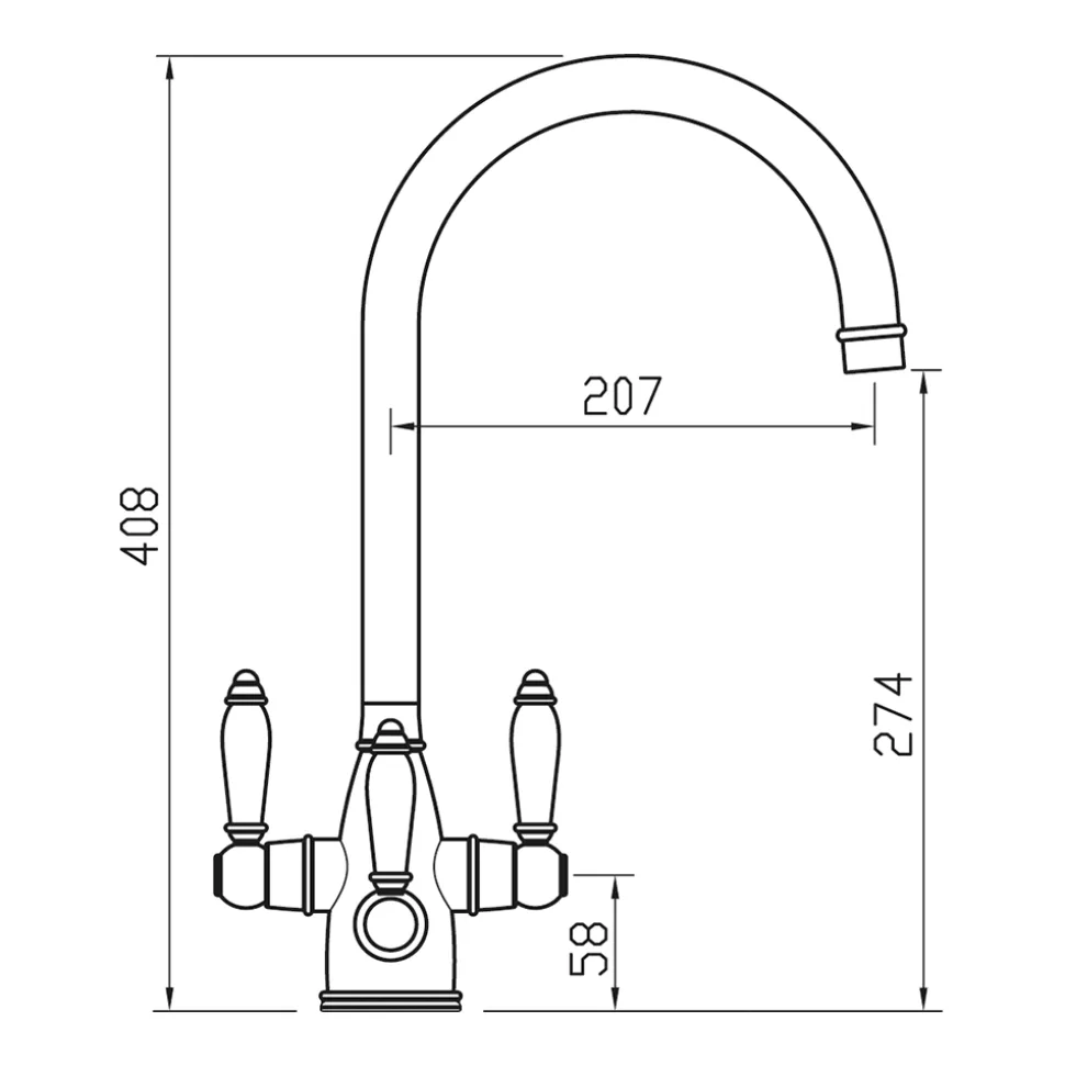 Clearwater Krypton Triple Lever Mono Kitchen Mixer and Cold Filtered Water Tap