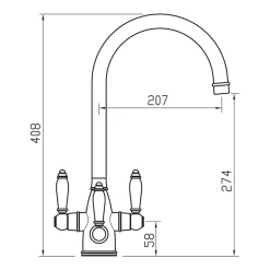 Clearwater Krypton Triple Lever Mono Kitchen Mixer and Cold Filtered Water Tap
