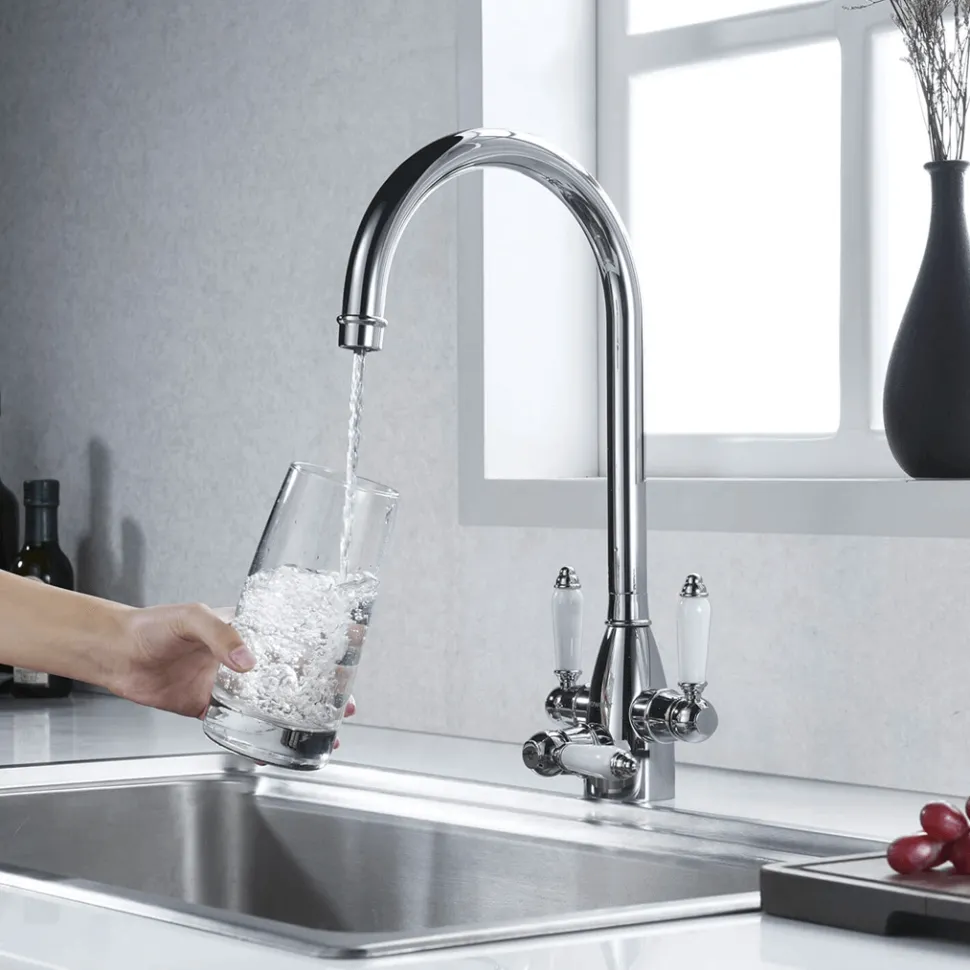 Clearwater Krypton Triple Lever Mono Kitchen Mixer and Cold Filtered Water Tap