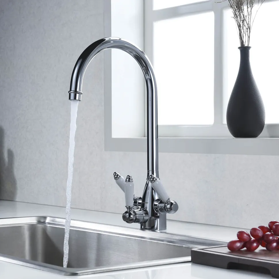 Clearwater Krypton Triple Lever Mono Kitchen Mixer and Cold Filtered Water Tap