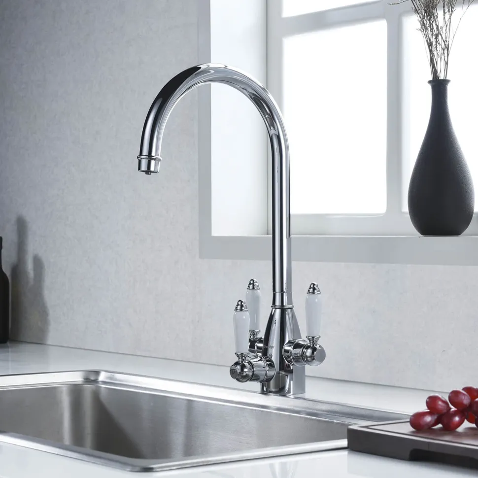 Clearwater Krypton Triple Lever Mono Kitchen Mixer and Cold Filtered Water Tap