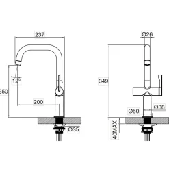 Clearwater Mariner WRAS Approved Single Lever Mono Kitchen Mixer and Cold Filtered Water Tap