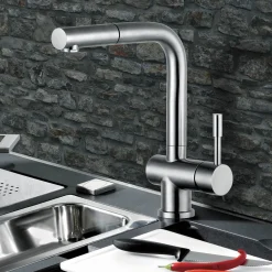 Clearwater Mercury Pull Out Single Lever Monobloc Kitchen Mixer - Stainless Steel