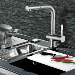 Clearwater Mercury Pull Out Single Lever Monobloc Kitchen Mixer - Stainless Steel
