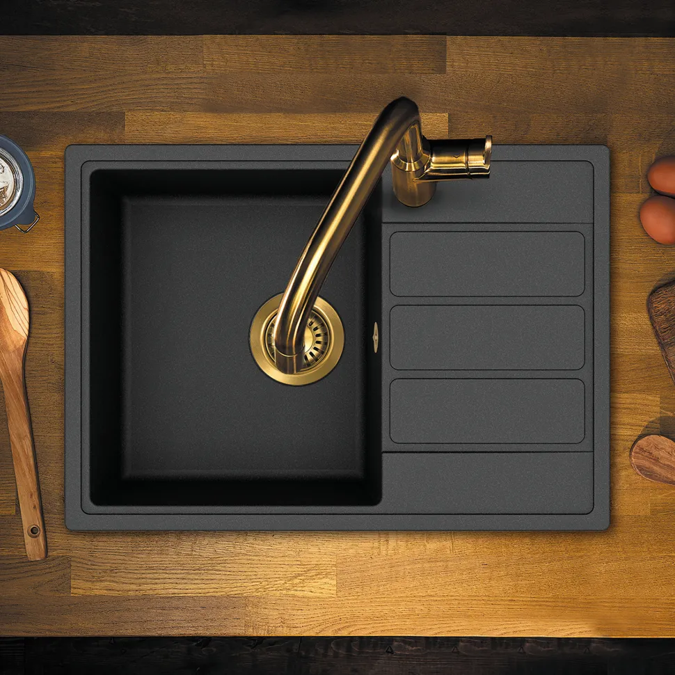 Clearwater Mio 1 Bowl Granite Composite Kitchen Sink - 620 x 440mm