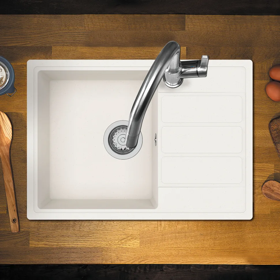 Clearwater Mio 1 Bowl Granite Composite Kitchen Sink - 620 x 440mm
