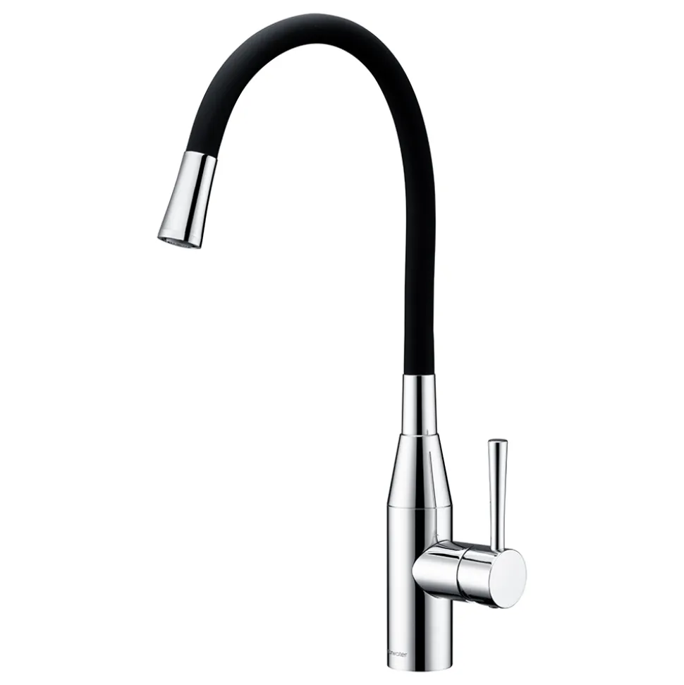 Clearwater Morpho Mono Kitchen Mixer with 'Flex & Stay' Spout - Polished Chrome & Choice of Hose Colour