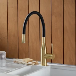Clearwater Morpho Mono Kitchen Mixer 'Flex & Stay' Spout with Black Hose