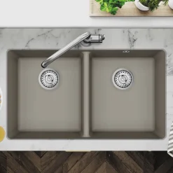 Clearwater Nova 2 Bowl Granite Composite Inset/Undermount Kitchen Sink - 810 x 480mm