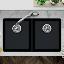 Clearwater Nova 2 Bowl Granite Composite Inset/Undermount Kitchen Sink - 810 x 480mm
