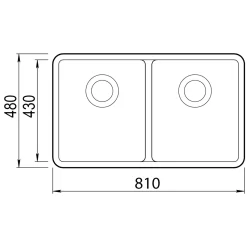 Clearwater Nova 2 Bowl Granite Composite Inset/Undermount Kitchen Sink - 810 x 480mm