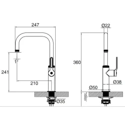 Clearwater Pioneer WRAS Approved Single Lever Industrial-Style Mono Kitchen Mixer Tap